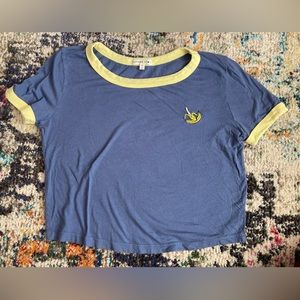 Blue and yellow banana graphic baby tee | future state urban outfitters small